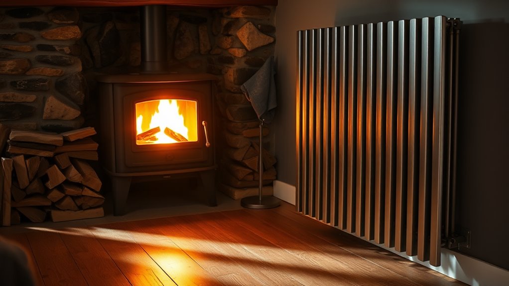 log burner vs central heating